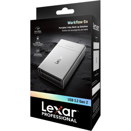 Lexar Professional Workflow Go Estación de Acoplamiento con Batería 5000mAh y Puertos USB-C 10 Gb/s