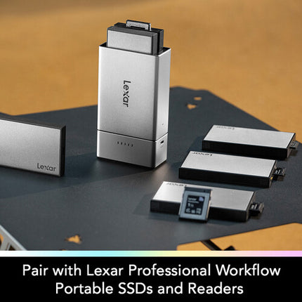 Lexar Professional Workflow Go Estación de Acoplamiento con Batería 5000mAh y Puertos USB-C 10 Gb/s
