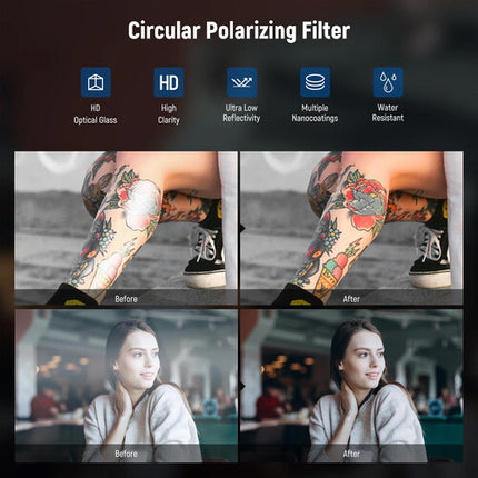 Neewer FL-78 HD Filtro CPL 67mm para Smartphones con Clip y Montura