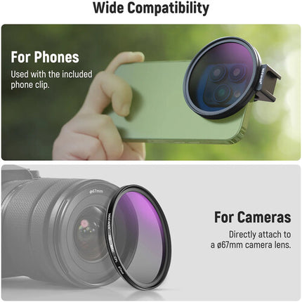 Neewer FL-78 HD Filtro CPL 67mm para Smartphones con Clip y Montura