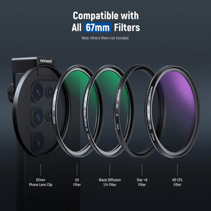 Neewer FL-78 HD Filtro CPL 67mm para Smartphones con Clip y Montura