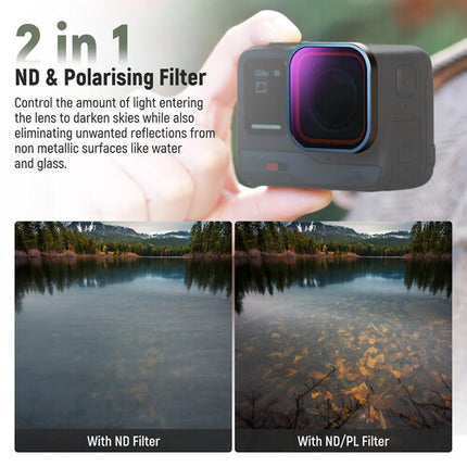 Neewer Kit Filtros ND Polarizados para Insta360 Ace Pro 4 Piezas vidrio óptico HD resistente agua y aceite