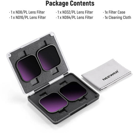 Neewer Kit Filtros ND Polarizados para Insta360 Ace Pro 4 Piezas vidrio óptico HD resistente agua y aceite