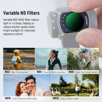 Neewer Kit de Filtros para Lente DJI Osmo Pocket 3 ND2-32 CPL 3 Pack