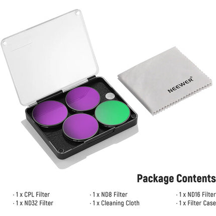 Neewer Kit de Filtros para Lentes DJI Action 3 4 y 5 ND8 ND16 ND32 y Polarizador Circular 4 Pzas