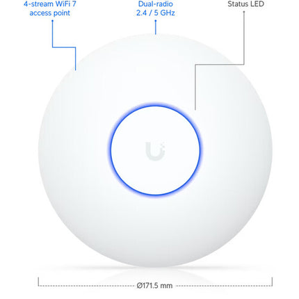 Ubiquiti UniFi U7 Lite Punto de Acceso Inalámbrico Dual Band Wi-Fi 7 4.3 Gb/s 2.5GbE PoE