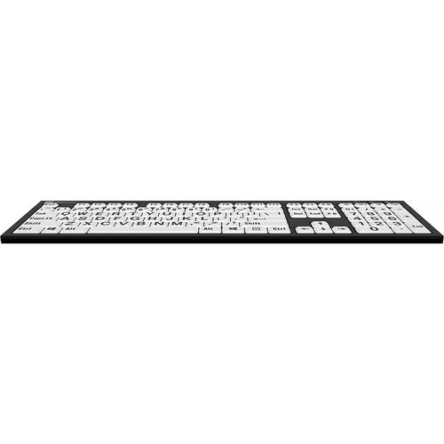 Logickeyboard XL Print NERO Teclado PC Slim Line Blanco con Letras Negras y Dos Puertos USB 2.0