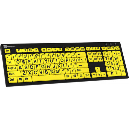 Logickeyboard XL Print NERO PC Teclado Amarillo Negro Con 2 Puertos USB 2.0