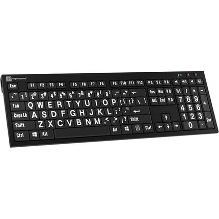 Logickeyboard XL Print NERO teclado para PC línea Slim impresión blanca sobre negro 2 puertos USB