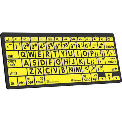 Logickeyboard Teclado Mini Bluetooth Letras Grandes Negro Amarillo 8 m Compatible iPad iPhone