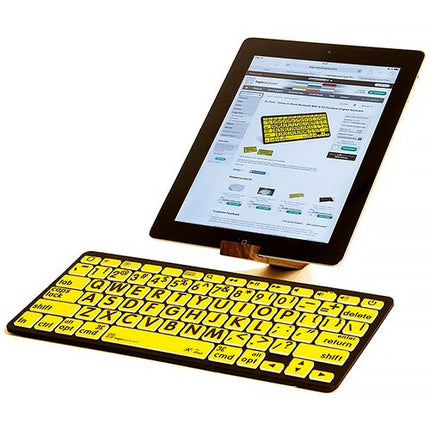 Logickeyboard Teclado Mini Bluetooth Letras Grandes Negro Amarillo 8 m Compatible iPad iPhone