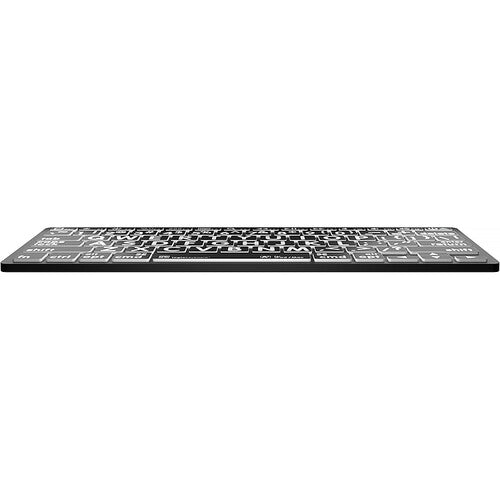 Logickeyboard Large Print Teclado Bluetooth Mini Blanco sobre Negro 32.8 pies alcance compatible Apple