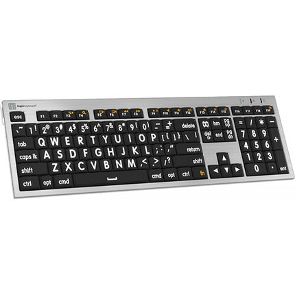 Logickeyboard Large Print ALBA Mac Pro Teclado Americano Blanco sobre Negro con Luz USB