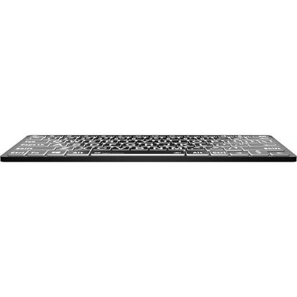 Logickeyboard LargePrint Teclado Mini Bluetooth con 78 Teclas y Letras Grandes blanco sobre negro