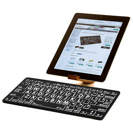 Logickeyboard LargePrint Teclado Mini Bluetooth con 78 Teclas y Letras Grandes blanco sobre negro