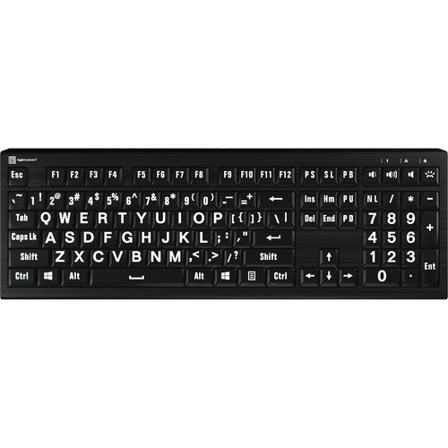 Logickeyboard ASTRA2 Teclado con Letras Grandes Blanco sobre Negro USB con Retroiluminación y Hub USB 3.0