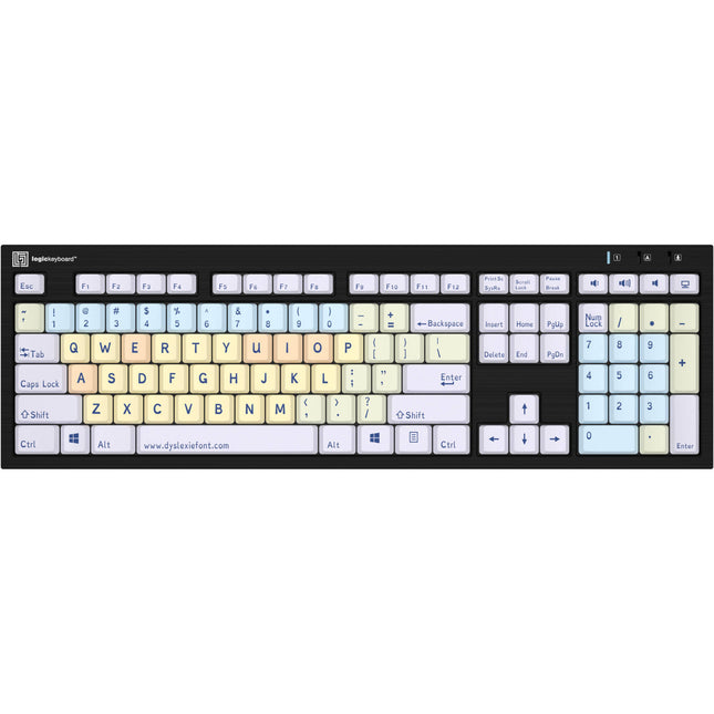 Logickeyboard Dyslexie Teclado para Dislexia con Fuente Especial 2 USB 2.0 Puertos y LogicLight Gratis