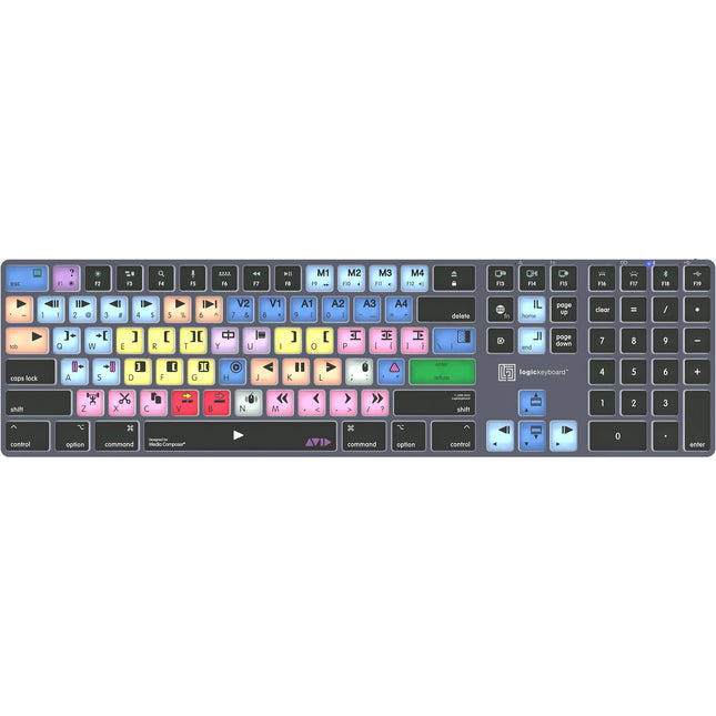 Logickeyboard TITAN Teclado inalámbrico para Avid Media Composer Classic Mac Bluetooth USB-C Retroiluminado