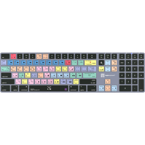 Logickeyboard TITAN Teclado Inalámbrico para Adobe Premiere Pro CC con 62 Atajos y Retroiluminación