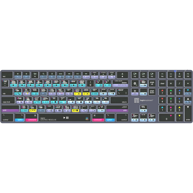 Logickeyboard TITAN DaVinci Resolve Teclado Inalámbrico Bluetooth USB-C Retroiluminado