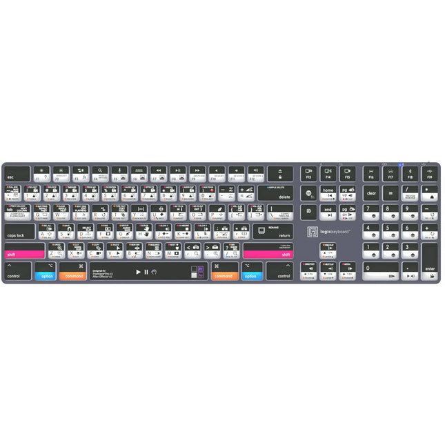 Logickeyboard TITAN Teclado Inalámbrico para Adobe con 220 Atajos y Batería Recargable