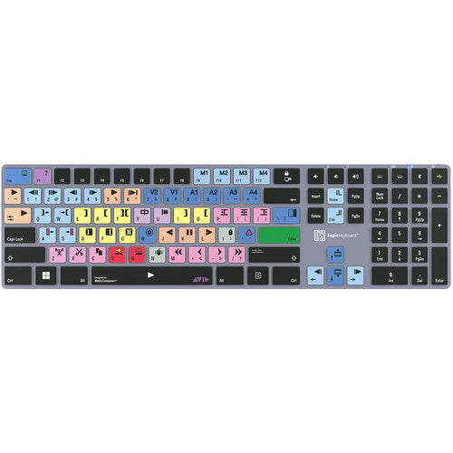 Logickeyboard Avid Media Composer TITAN Teclado inalámbrico retroiluminado 108 teclas batería recargable Bluetooth 30' compatible Windows
