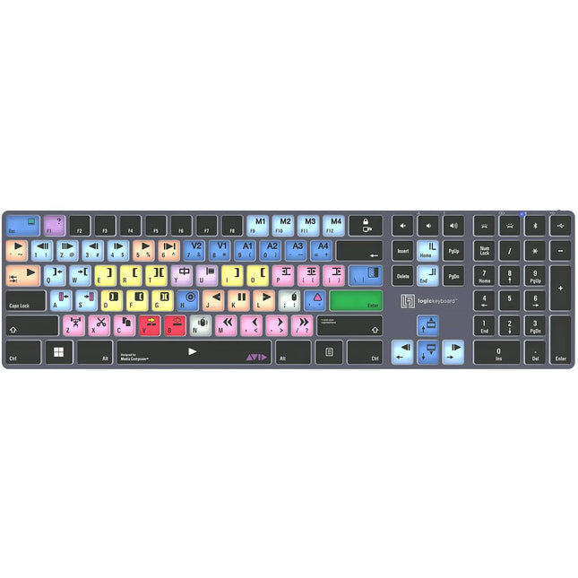 Logickeyboard Avid Media Composer TITAN Teclado inalámbrico retroiluminado 108 teclas batería recargable Bluetooth 30' compatible Windows