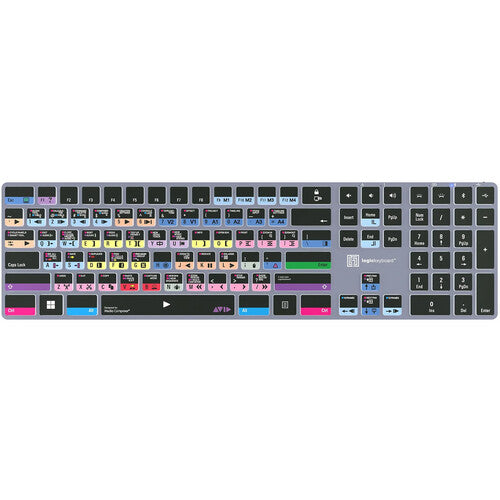 Logickeyboard Avid Media Composer Pro TITAN Teclado inalámbrico retroiluminado 108 teclas batería recargable Bluetooth 30 pies Windows