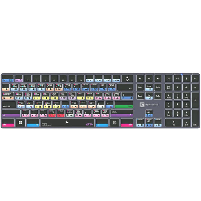 Logickeyboard Avid Media Composer Pro TITAN Teclado inalámbrico retroiluminado 108 teclas batería recargable Bluetooth 30 pies Windows