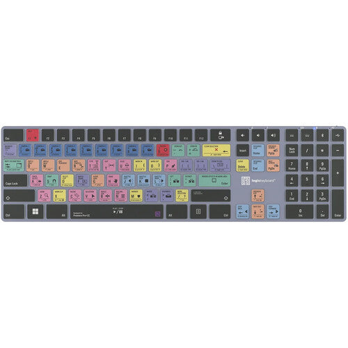 Logickeyboard Adobe Premiere Pro CC TITAN teclado inalámbrico retroiluminado 108 teclas batería recargable Bluetooth 30 ft