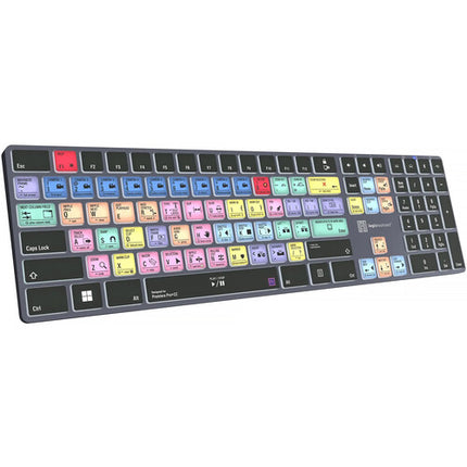 Logickeyboard Adobe Premiere Pro CC TITAN teclado inalámbrico retroiluminado 108 teclas batería recargable Bluetooth 30 ft