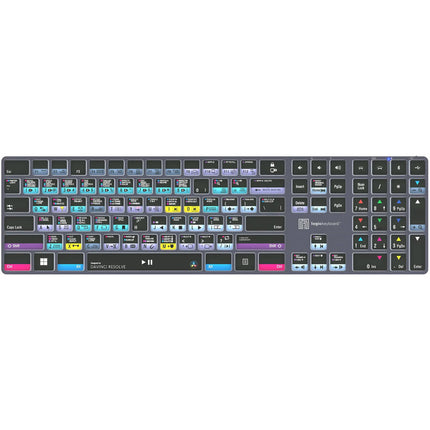 Logickeyboard Davinci Resolve Classic TITAN teclado inalámbrico retroiluminado 108 teclas batería recargable Bluetooth 30' Windows