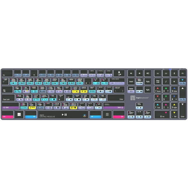 Logickeyboard Davinci Resolve Classic TITAN teclado inalámbrico retroiluminado 108 teclas batería recargable Bluetooth 30' Windows