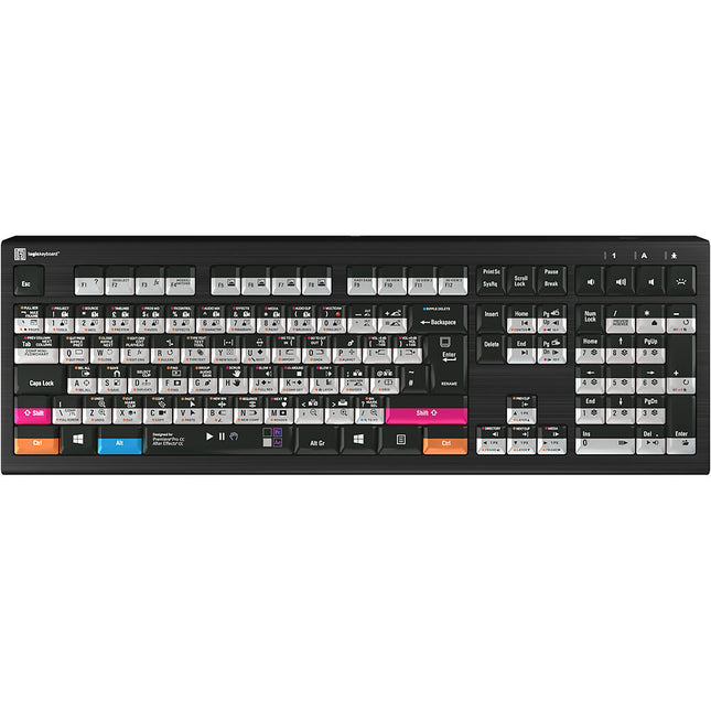 Logickeyboard ASTRA 2 Teclado Retroiluminado para Adobe Premiere Pro CC y After Effects CC con 108 Teclas y 5 Niveles de Iluminación