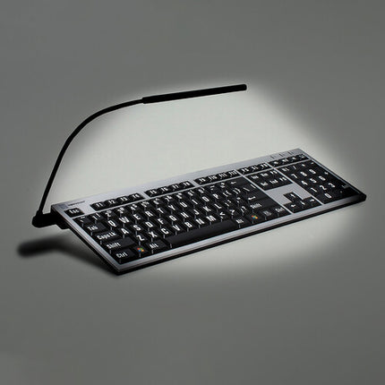 Logickeyboard Large Print ALBA Mac Pro Teclado Americano Blanco sobre Negro con Luz USB