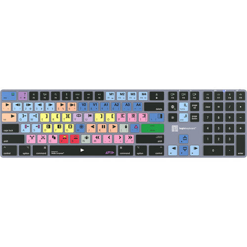 Logickeyboard TITAN Teclado inalámbrico para Avid Media Composer Classic Mac Bluetooth USB-C Retroiluminado