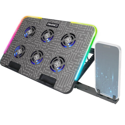 Enhance Voltaic 2 Base Refrigerante para Portátil con 6 Ventiladores 7 Alturas Ajustables y Soporte para Dispositivo