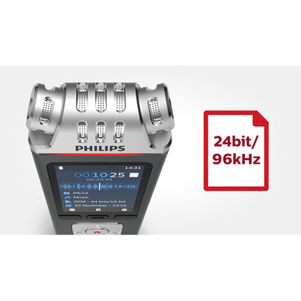 Philips DVT6115 VoiceTracer Grabadora de Audio 24-Bit 96kHz 36 Horas Batería