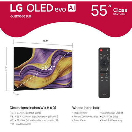 LG OLED evo AI G5 55" TV OLED 4K UHD 120 Hz Montaje de Pared