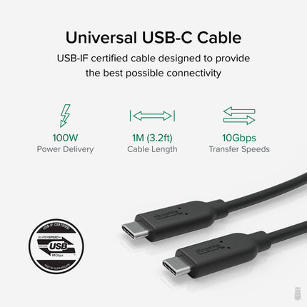 Plugable Cable USB Tipo C Macho a Macho USB 3.1 Gen 2 3.3 pies 10 Gb/s