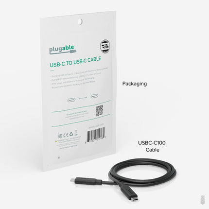 Plugable Cable USB Tipo C Macho a Macho USB 3.1 Gen 2 3.3 pies 10 Gb/s