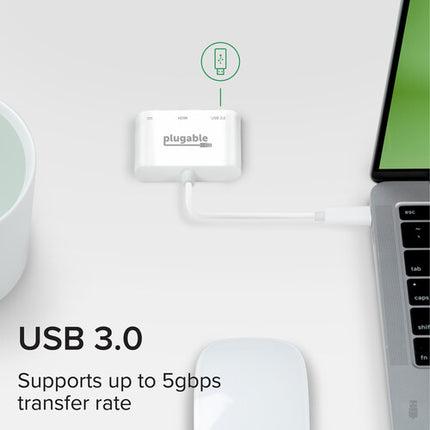 Plugable USB 3.1 Gen 2 Type-C Mini Dock con HDMI USB 3.0 y carga PD 20V 3A