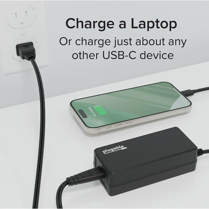 Plugable Cargador USB Type-C 60W Power Delivery 2.0 con Cable AC desmontable