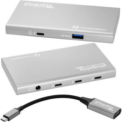 Plugable Thunderbolt 4 5 en 1 Hub con 3 Puertos Thunderbolt 4 y 100W