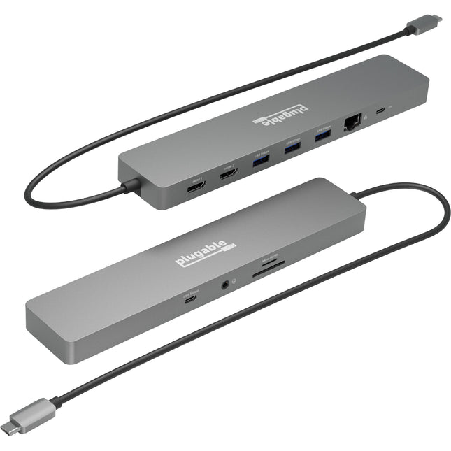 Plugable 11 en 1 USB-C 3.1 Gen 1 Hub con 100W carga y soporte 4K doble HDMI