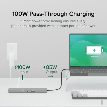 Plugable 11 en 1 USB-C 3.1 Gen 1 Hub con 100W carga y soporte 4K doble HDMI