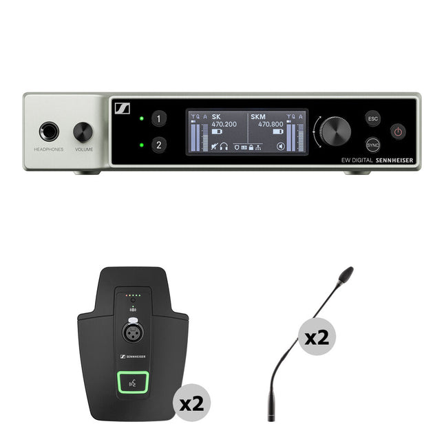 Sennheiser EW-DX EM 2 DANTE Sistema Inalámbrico de Micrófono Digital 2 Canales 11 Horas Batería Integrada 80 MHz Banda Ancha