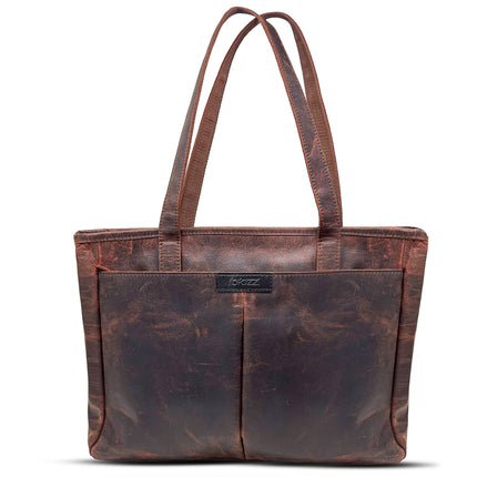 Rofozzi Voyager Leather Laptop Tote Bolso de Cuero para Portátil de 14 Pulgadas con Bolsillo Acolchado y Manguito para Equipaje