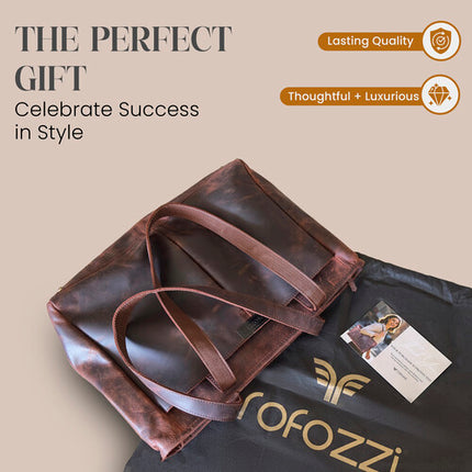 Rofozzi Voyager Leather Laptop Tote Bolso de Cuero para Portátil de 14 Pulgadas con Bolsillo Acolchado y Manguito para Equipaje