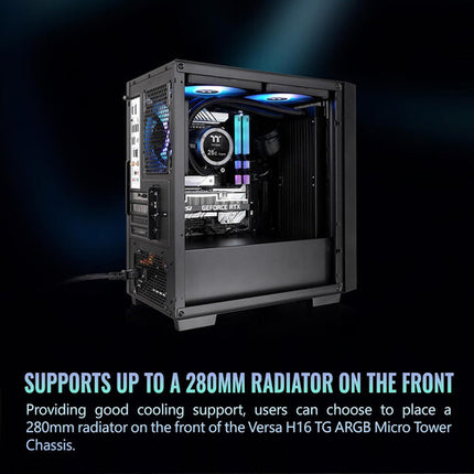 Thermaltake Versa H16 TG ARGB Micro Torre Micro-ATX con 3 Ventiladores 120mm